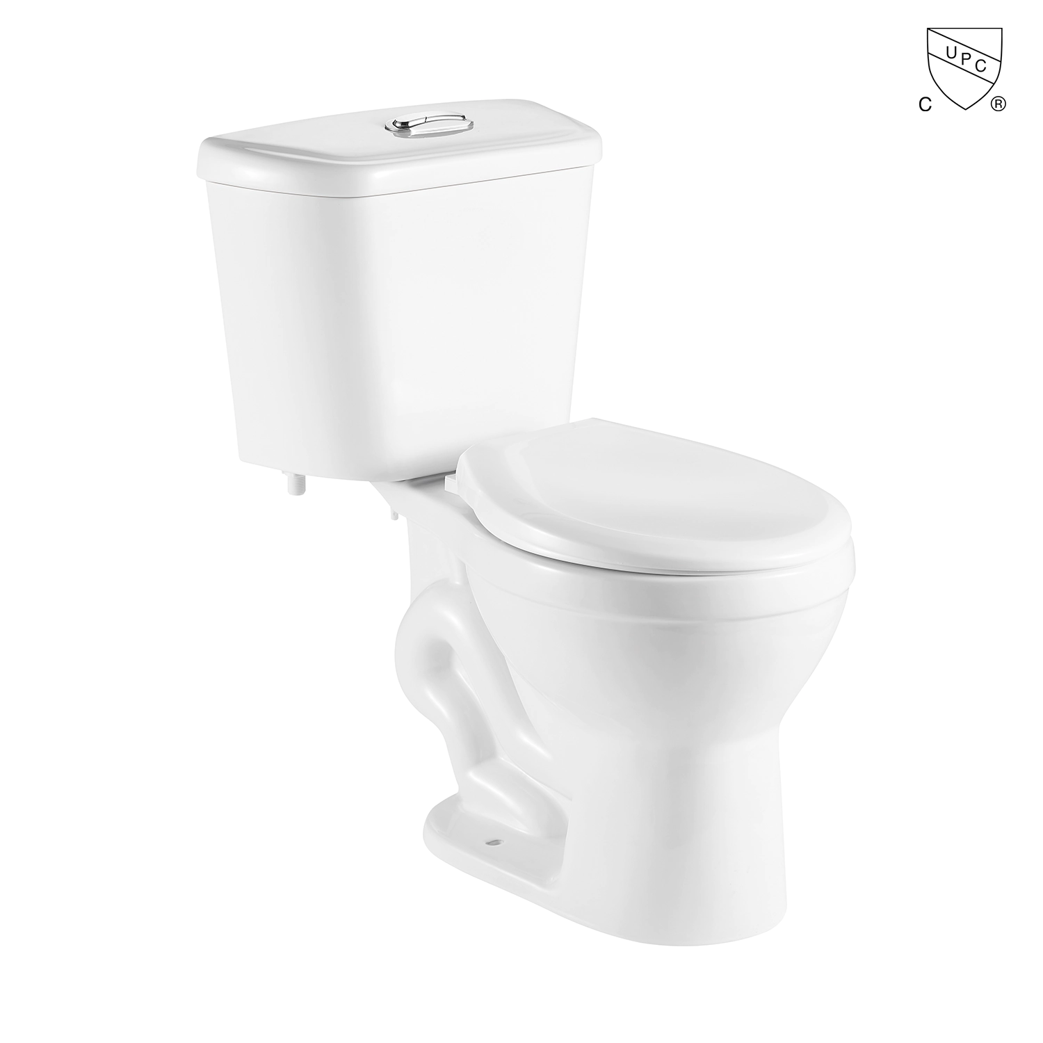 UPC/CUPC certified American standards bathroom white ceramics two piece toilet MA-918 with round toilet bowl and dual flush, by Meilong Ceramics